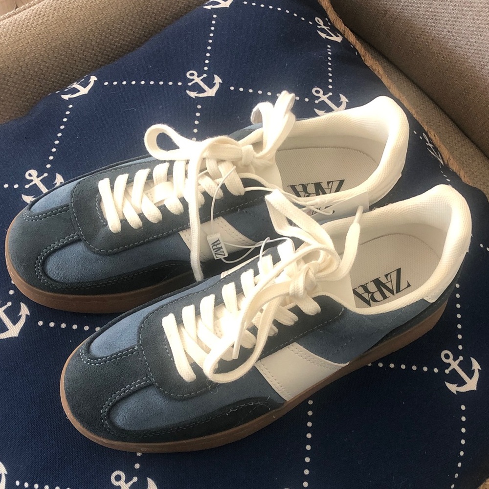 Zara blue/white sneakers shoes.